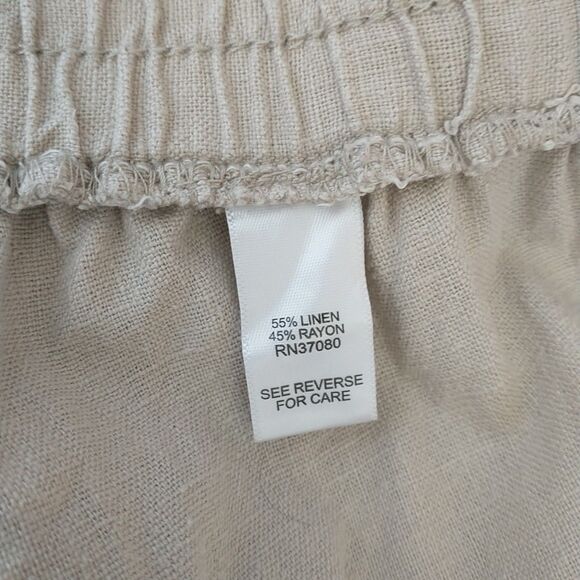 C EST 1946 Pull On Pants Womens 14/16W Natural Linen Blend Wide Leg Lagenlook - Picture 6 of 7